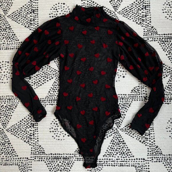 Lazy Oaf Heart Mesh Bodysuit - Picture 1 of 3